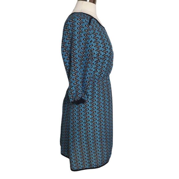 Delirious LA Womens Dress XL Casual Blue/Black Zigzag Pattern Keyhole Retro Glam - Picture 4 of 5